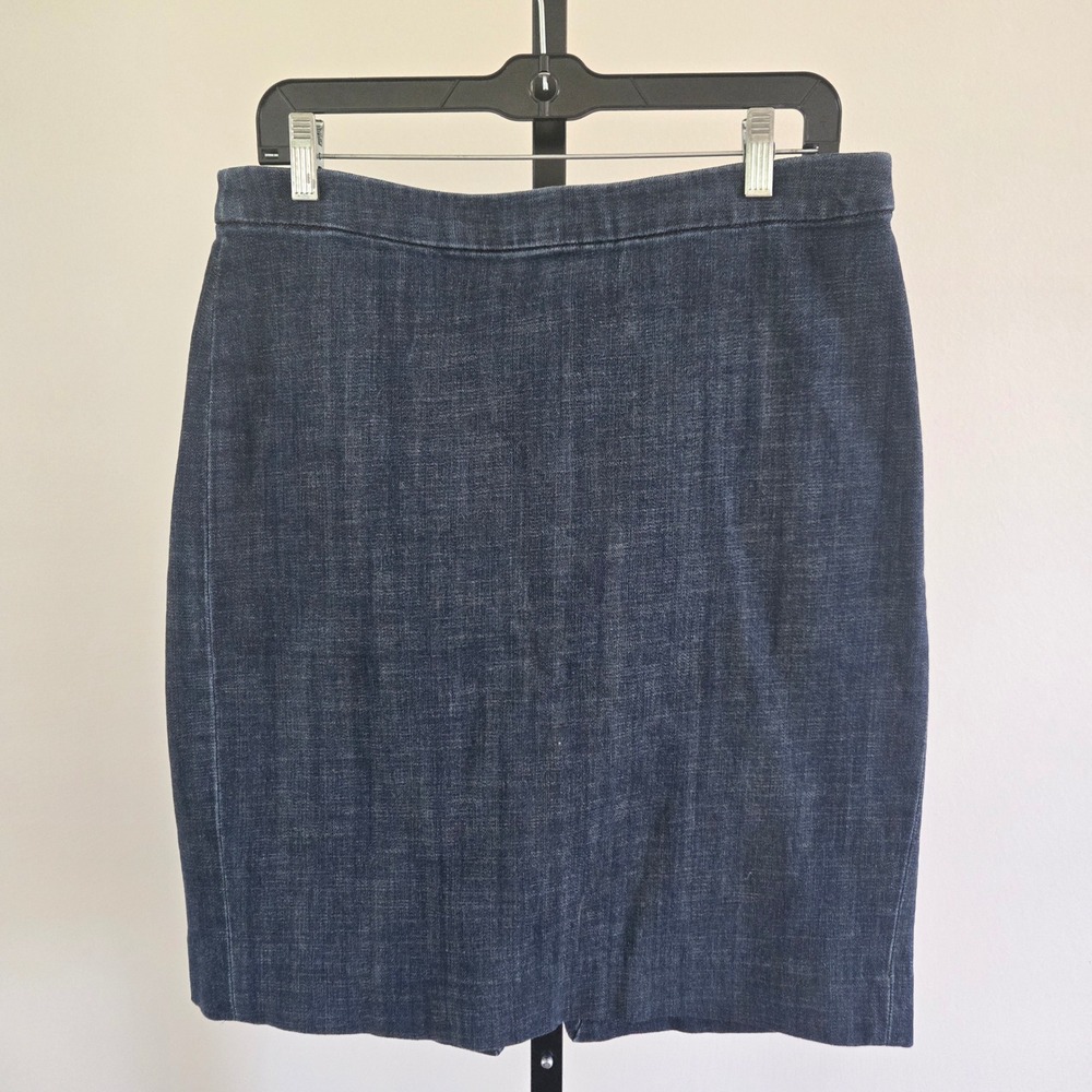 J.Crew The Pencil Skirt Dark Wash Indigo Denim Knee Length Size 8 Western Preppy